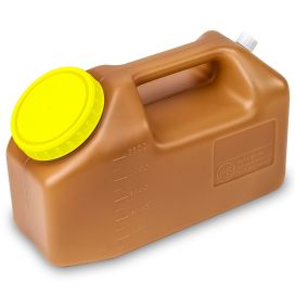 24 Hour Urine Collection Container, 2500mL (2.5 Liter), Affixed Screwcap, Amber