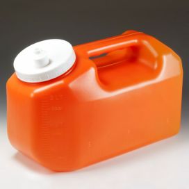 Container, 24 Hour Urine Collection, 3 Liter, Orange with Screwcap and Snap Pour Spout