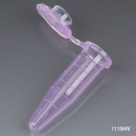 1.5mL Microcentrifuge Tube, PP, Attached Snap Cap, VIOLET, Graduated, Certified Rnase, DNase, Pyrogen & Human DNA Free, Self-Standing Tamper Evident Bag