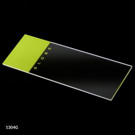 Microscope Slides, Glass, 25 x 75mm, 90° Ground Edges, Green Frosted