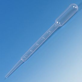 Transfer Pipet, 7.5mL, Large Bulb, Graduated to 3mL, 148mm, STERILE, Individually Wrapped, 100/Bag, 4 Bags/Case