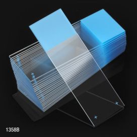 Microscope Slides, Diamond White Glass, 25 x 75mm, Charged, 90° Ground Edges, Blue Frosted