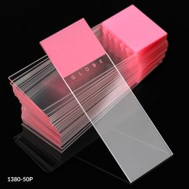 Microscope Slides, Diamond White Glass, 25 x 75mm, 90° Ground Edges, PINK Frosted