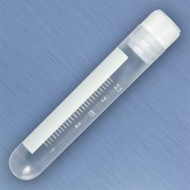 CryoClear Vials, 4.0mL, STERILE, Internal Threads, Attached Screwcap with Co-Molded Thermoplastic Elastomer (TPE) Sealing Layer, Round Bottom, Printed Graduations, Writing Space and Barcode