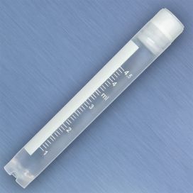 CryoClear Vials, 5.0mL, STERILE, Internal Threads, Attached Screwcap with Co-Molded Thermoplastic Elastomer (TPE) Sealing Layer, Round Bottom, Self-Standing, Printed Graduations, Writing Space and Barcode