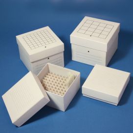 Cardboard Storage Box, 64 Place (8x8), white, for up to 2" Tall x 15mm wide tubes