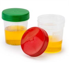 Specimen Container, 4oz, with Full Turn Green Separate Screwcap, Frosted Writing Area, Non-Sterile, PP, Graduated