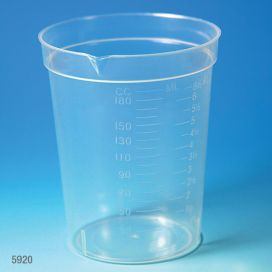 Specimen Container, 6.5oz, with Pour Spout, PP, Graduated