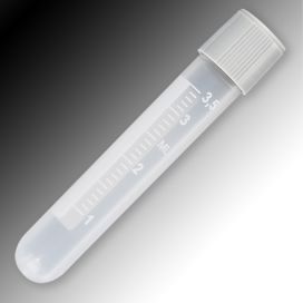 Sample Tube, 4mL, External Threads, PP, White Graduations & Marking Area, Round Bottom