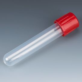 Test Tube with Attached Red Screw Cap, 12 x 75 mm (5mL), PP, 250/Bag, 4 Bags/Case