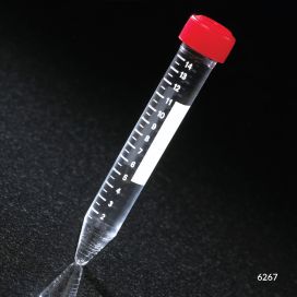 Centrifuge Tube, 15mL, Separate Red Screw Cap, Acrylic, Printed Graduations