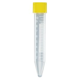 Centrifuge Tube, 10mL, with Attached Yellow Screw Cap, PP, Printed Graduations, STERILE, 100/Bag, 10 Bags/Case