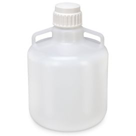 Carboy, Round with Handles, PP, White PP Screwcap, 15 Liter, Molded Graduations, Autoclavable