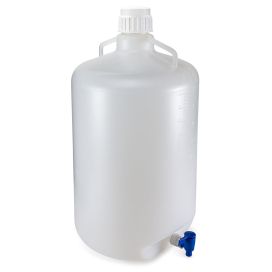 Carboys, Round with Spigot and Handles, PP, White PP Screwcap, 50 Liter, Molded Graduations, Autoclavable