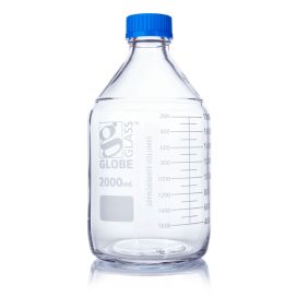 2000mL Media Bottle, Globe Glass, 10/Box