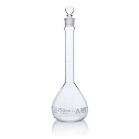 250mL Volumetric Flask, Globe Glass, Class A, Wide Mouth, 6/Box, 12/Case