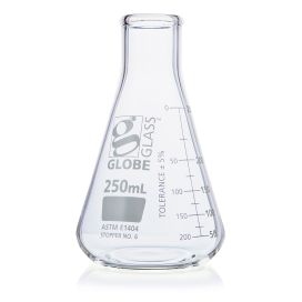 250mL Erlenmeyer Flask, Globe Glass, Narrow Mouth, 12/Box, 48/Case