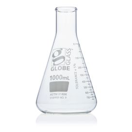 1000mL Erlenmeyer Flask, Globe Glass, Narrow Mouth, 6/Box, 24/Case