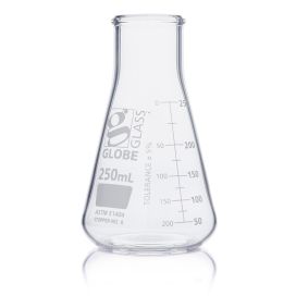 250mL Erlenmeyer Flask, Globe Glass, Wide Mouth, 12/Box, 48/Case