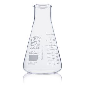 1000mL Erlenmeyer Flask, Globe Glass, Wide Mouth, 6/Box, 24/Case