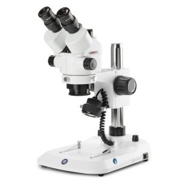 Trinocular stereo zoom microscope Stereo, Blue, 0.7x to 4.5x zoom objective