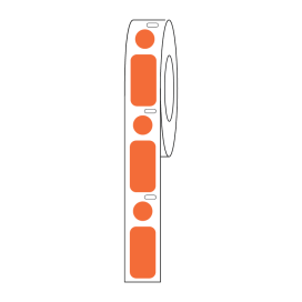 Label/Dot Combo Roll, Cryo, Direct Thermal, 24x13mm & 9.5mm Dot, for 1.5mL Tubes, Orange