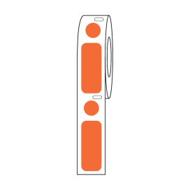 Label/Dot Combo Roll, Cryo, Direct Thermal, 33x13mm & 9.5mm Dot, for 2.0mL Tubes, Orange