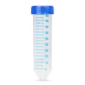 ***BOGO OVERSTOCK SALE*** Centrifuge Tube, 50mL, Attached Blue Flat Top Screw Cap, PP, Printed Graduations, STERILE, Certified, 25/Re-Sealable Bag, 20 Bags/Unit