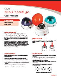 GCM Mini Centrifuge Quick Start Guide